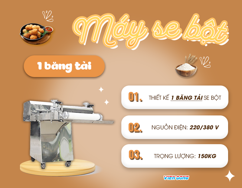 Máy se bột 1 băng tải 