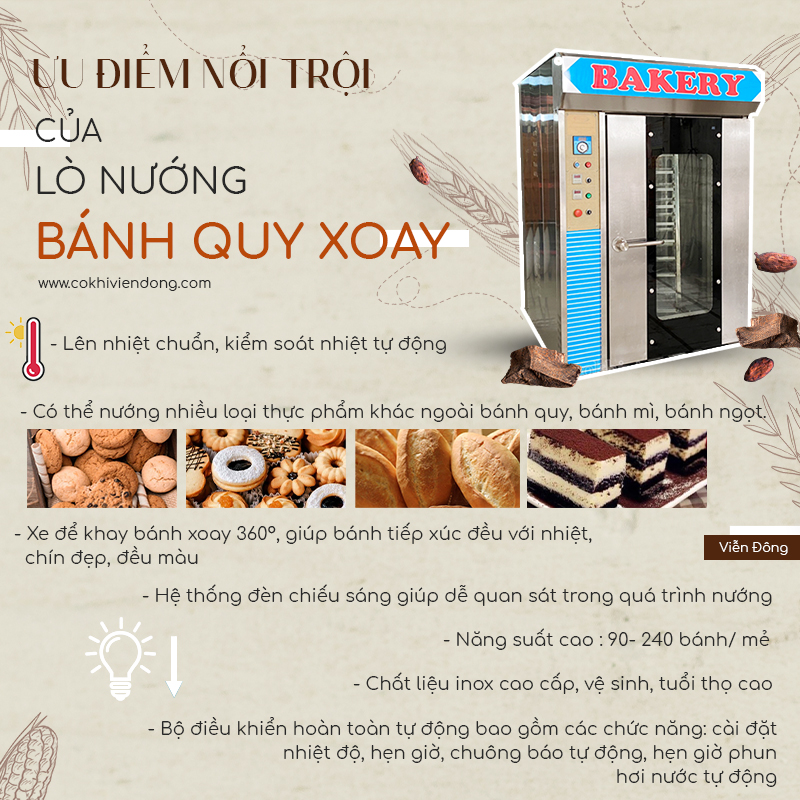 Ưu điểm của lò nướng bánh quy xoay