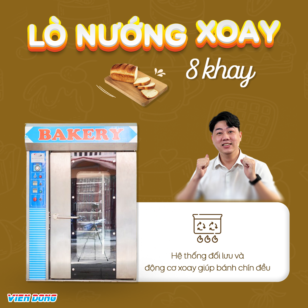 Lò nướng bánh mì xoay 8 khay